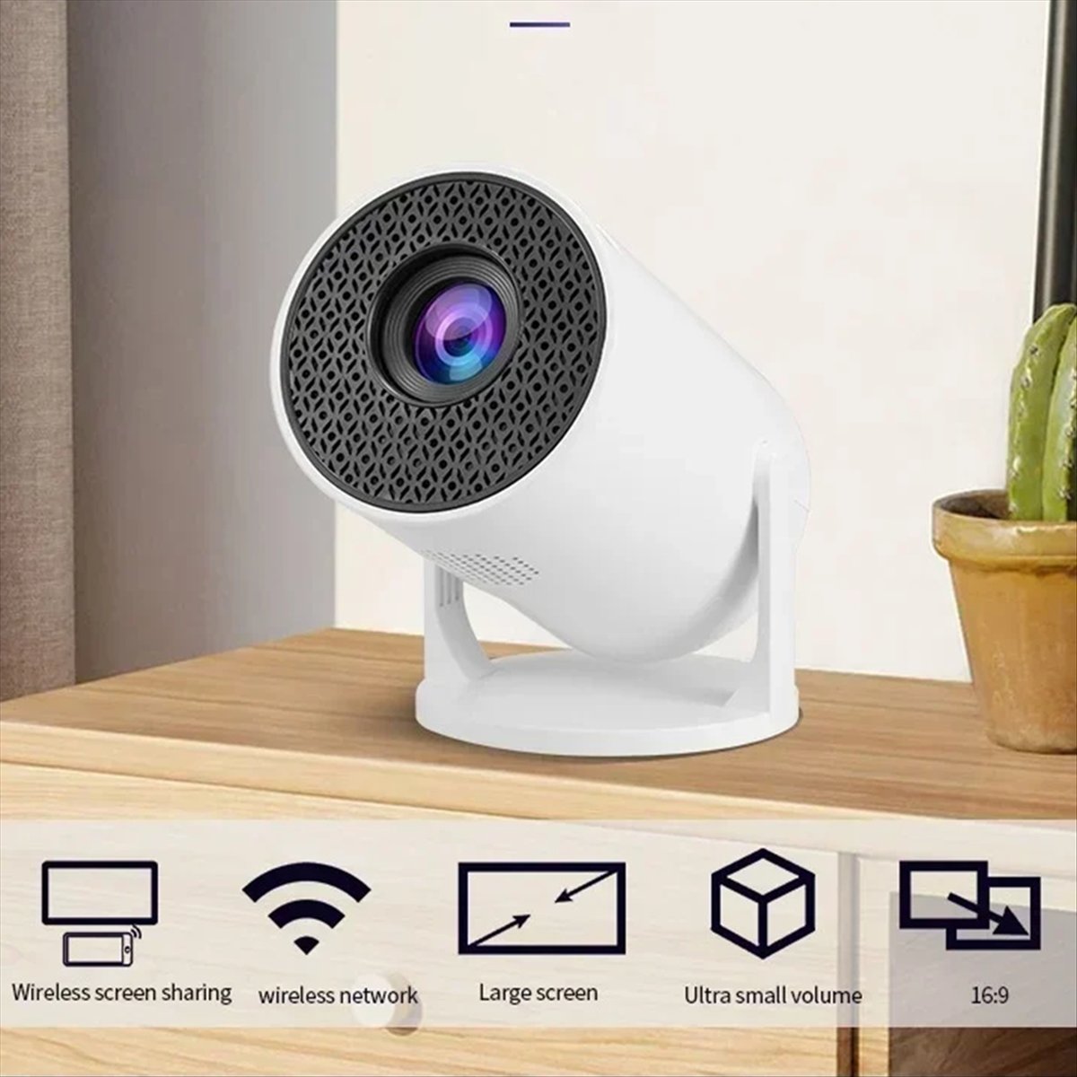Home Cinema Led Projector - A77K Projector Wireless Fidelity 270° Adjustable