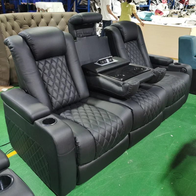 Luxury Black Color Genuine Lea - đánh giá và giá Home Cinema Recliner Chairs