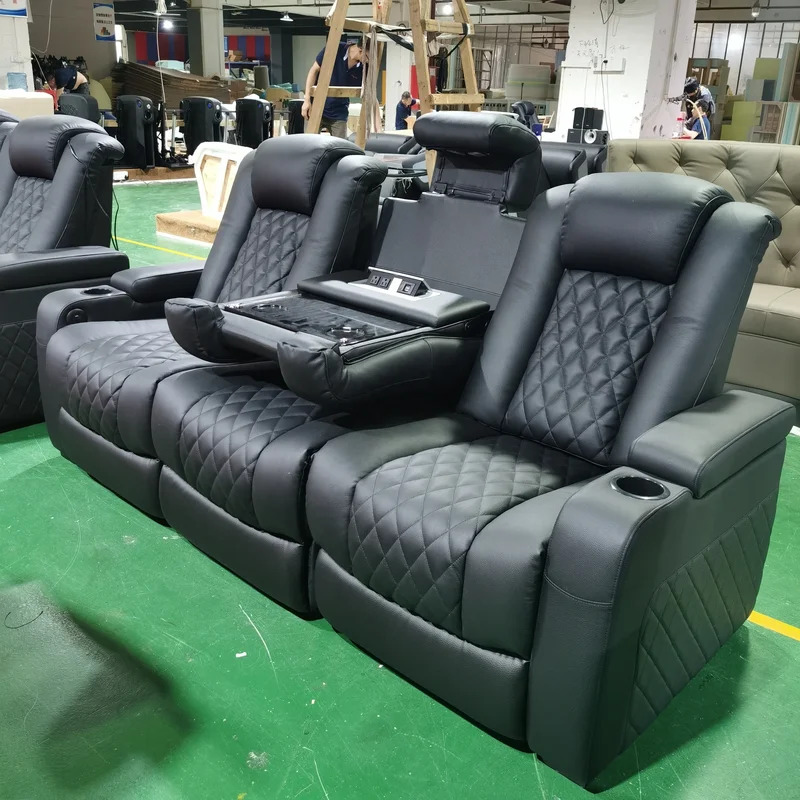Luxury Black Color Genuine Lea - đánh giá và giá Home Cinema Recliner Chairs