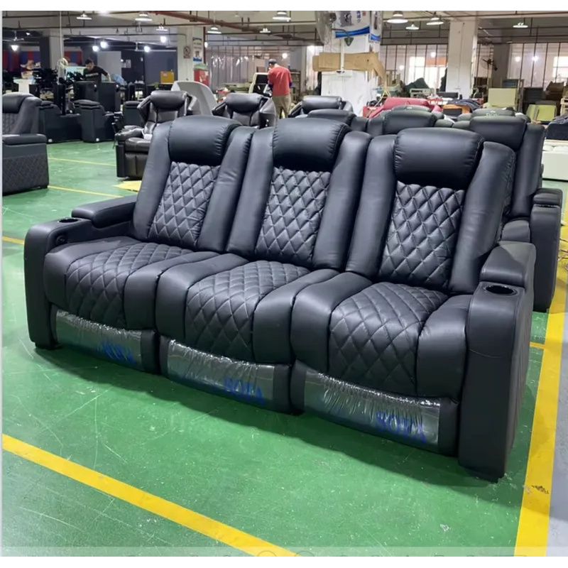 Luxury Black Color Genuine Lea - đánh giá và giá Home Cinema Recliner Chairs